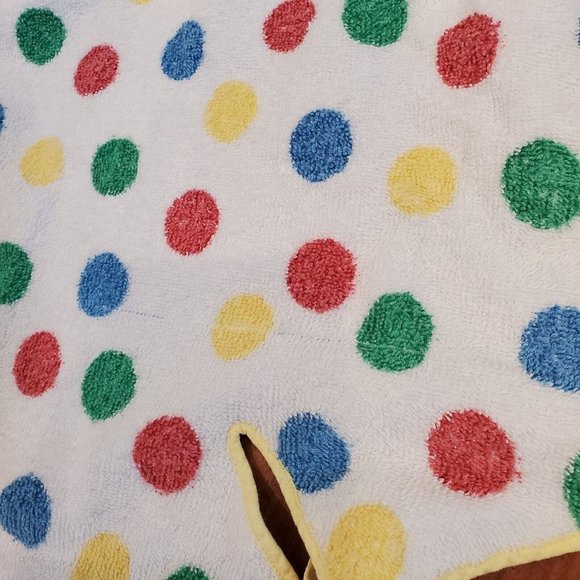 Vintage 70s Toddler Terrycloth Poncho Polka Dot Fringe 26 X 26 - Picture 5 of 6